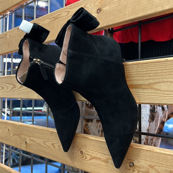 NWT,Kate Spade Donella Suede Leather Ankle Bow Boots,black - Picture 5 of 17